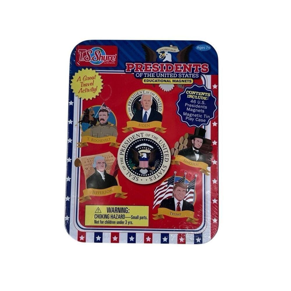 TS Shure US Presidents Educational Magnets in Tin Sealed New